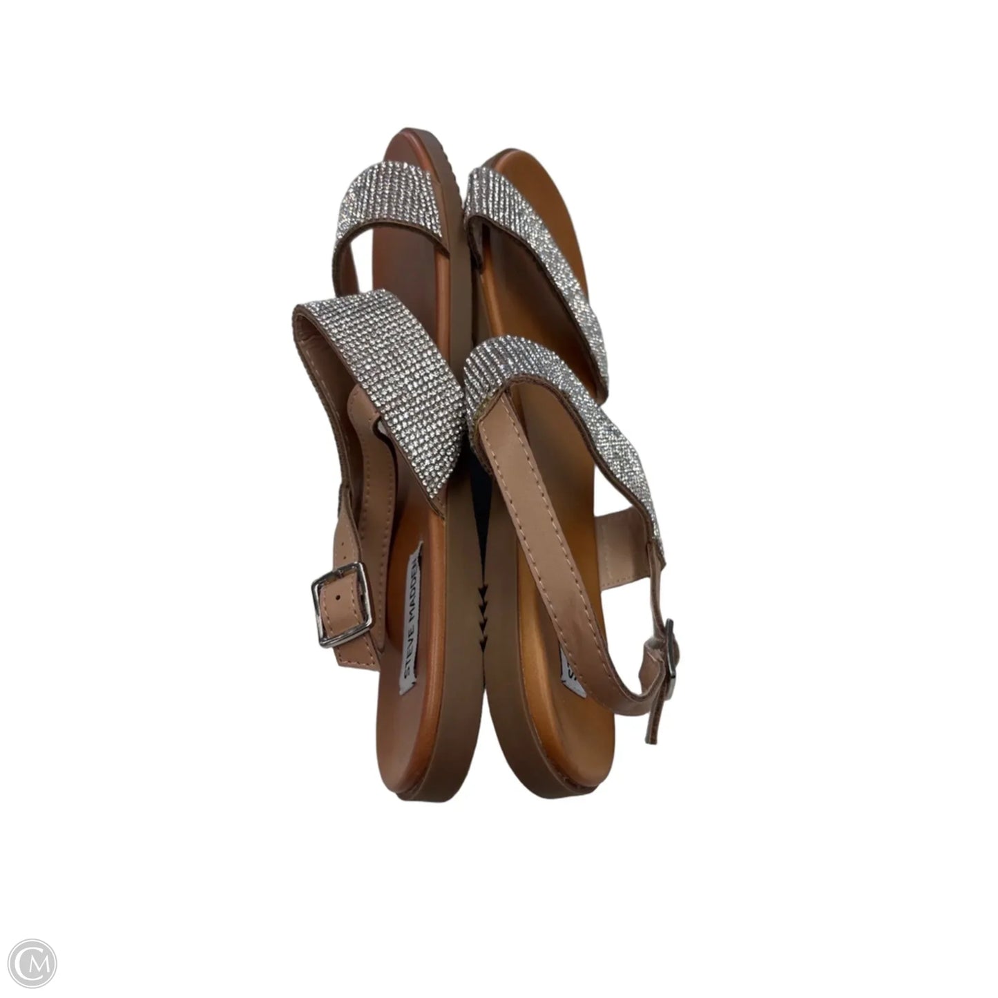 Sandals Flats By Steve Madden In Silver & Tan, Size: 9