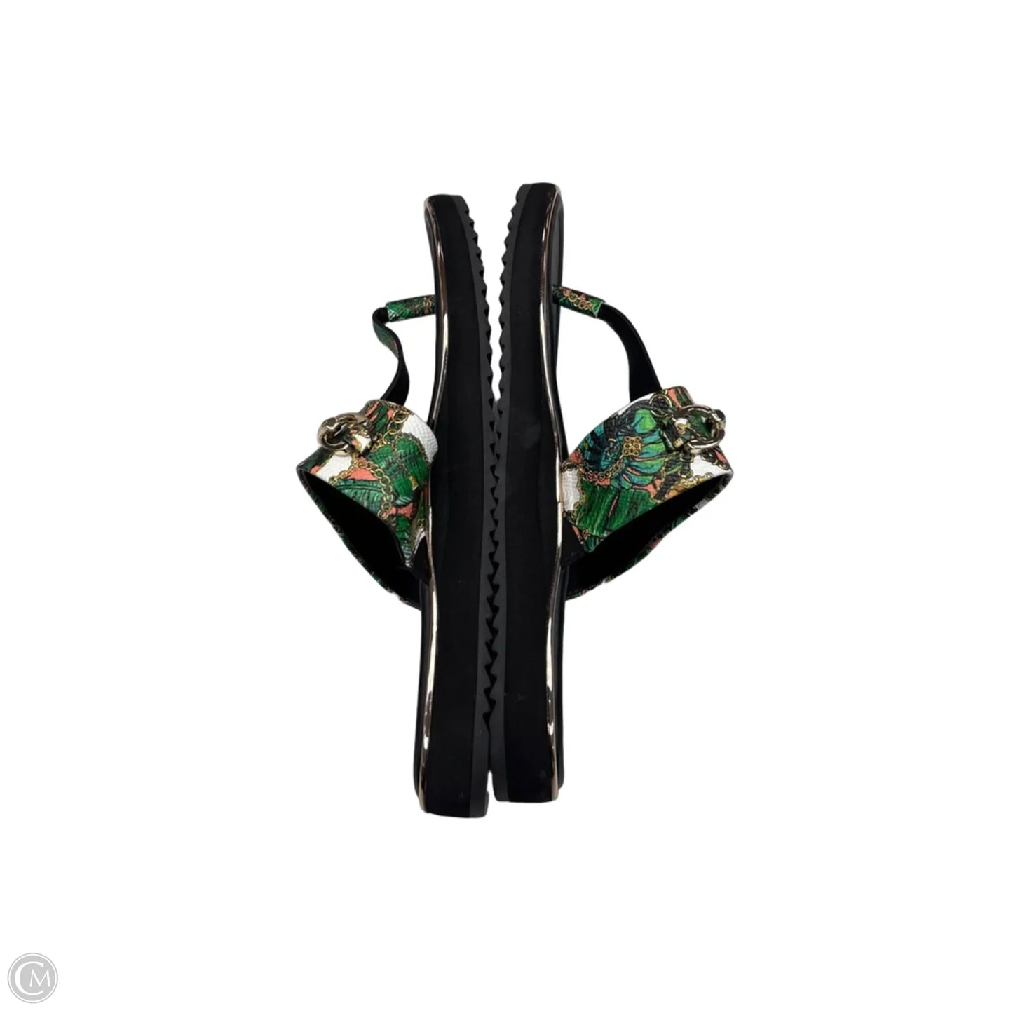 Sandals Flats By Aldo In Green & White, Size: 8.5