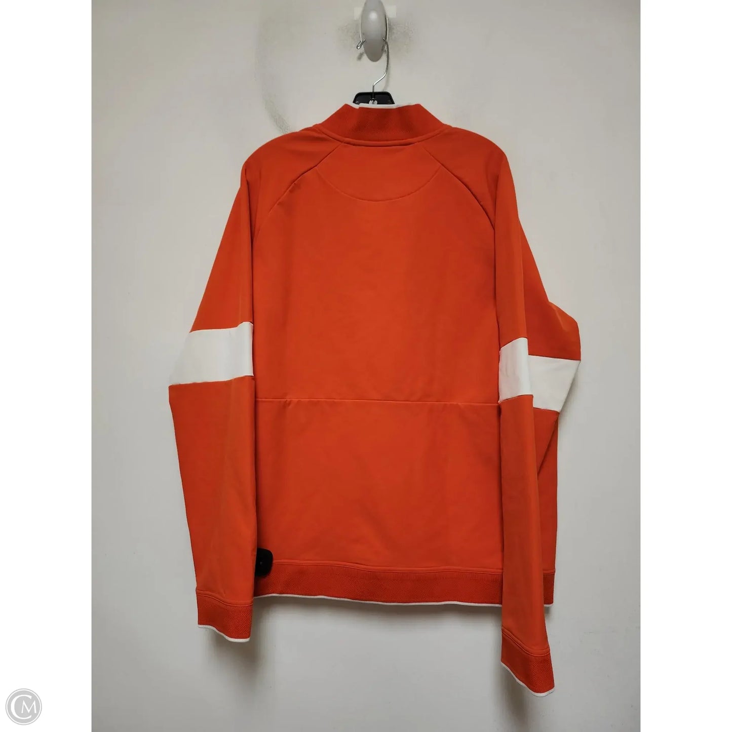 Athletic Jacket By Nike Apparel In Orange & White, Size: L