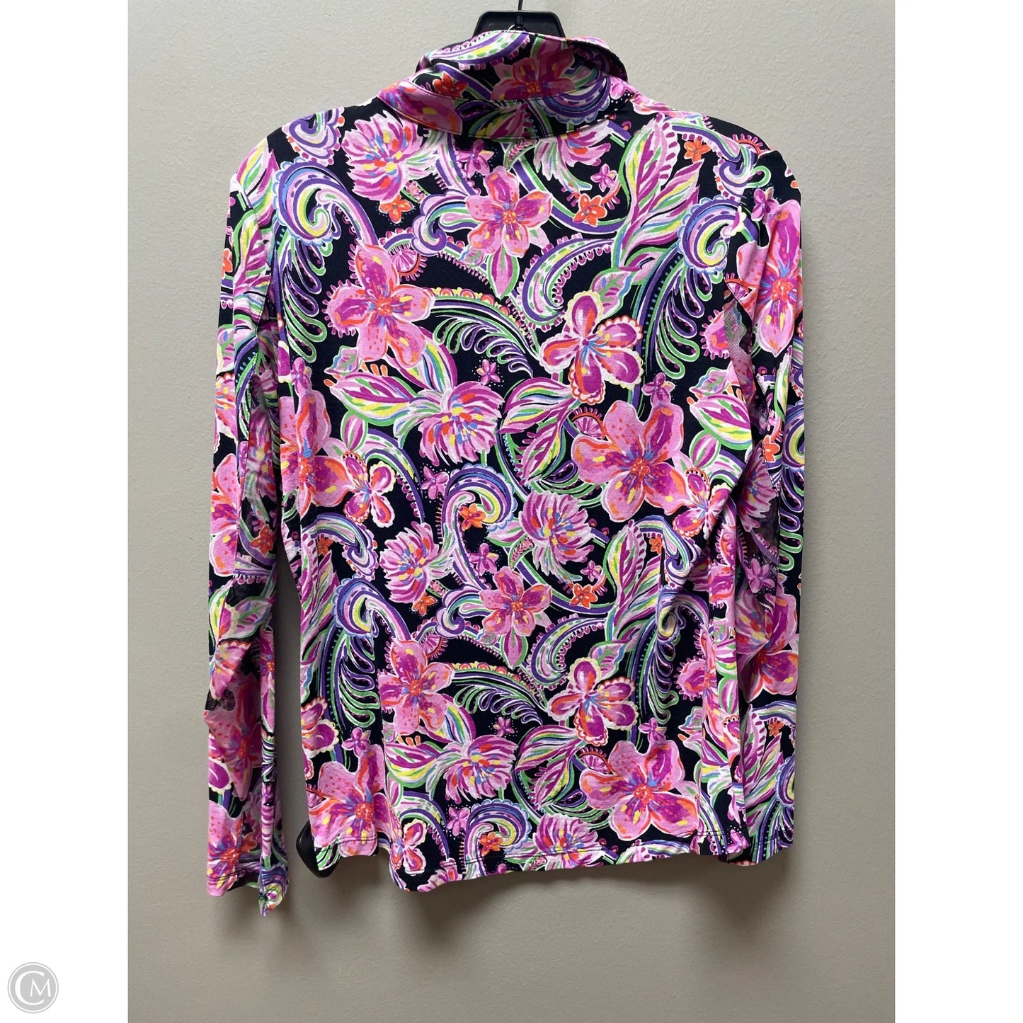 Athletic Top Long Sleeve Collar By Ibkul In Multi-colored, Size: M