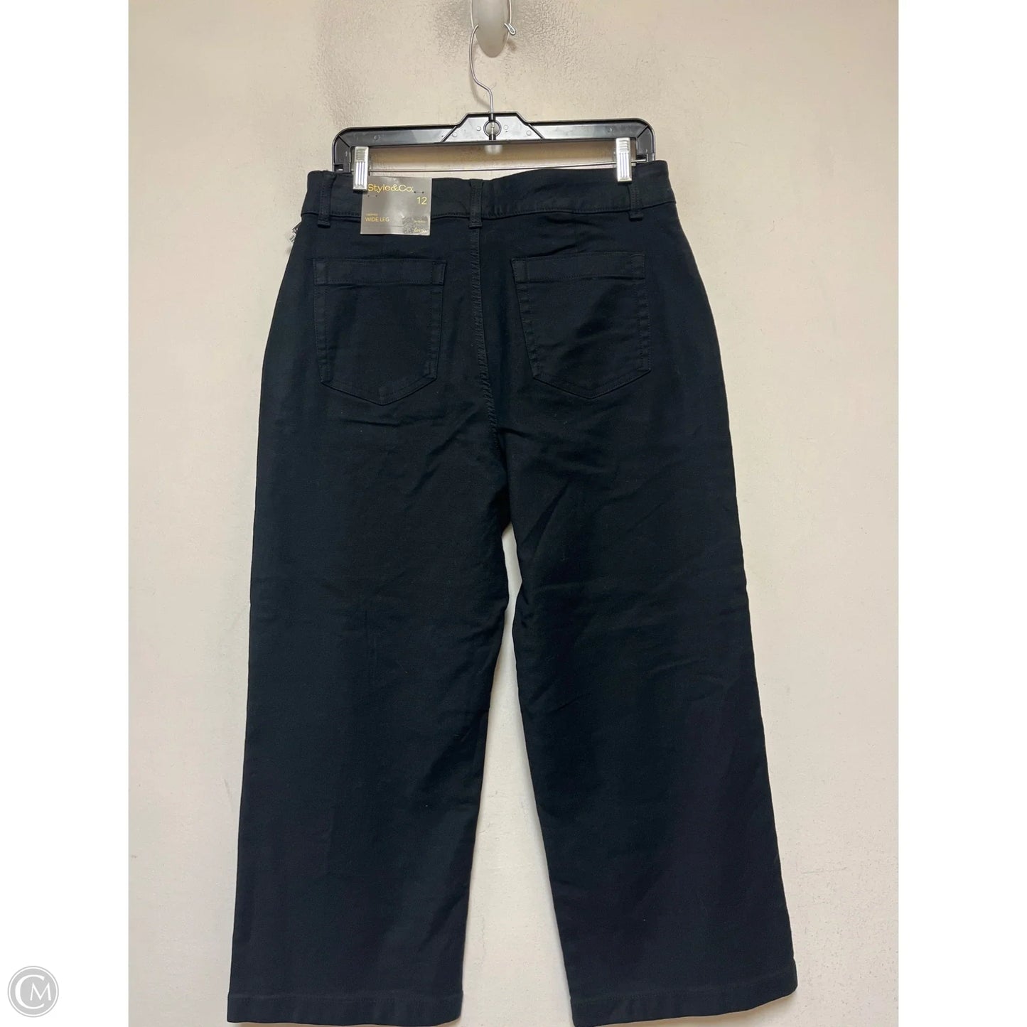 Jeans Wide Leg By Style And Company In Black Denim, Size: 12