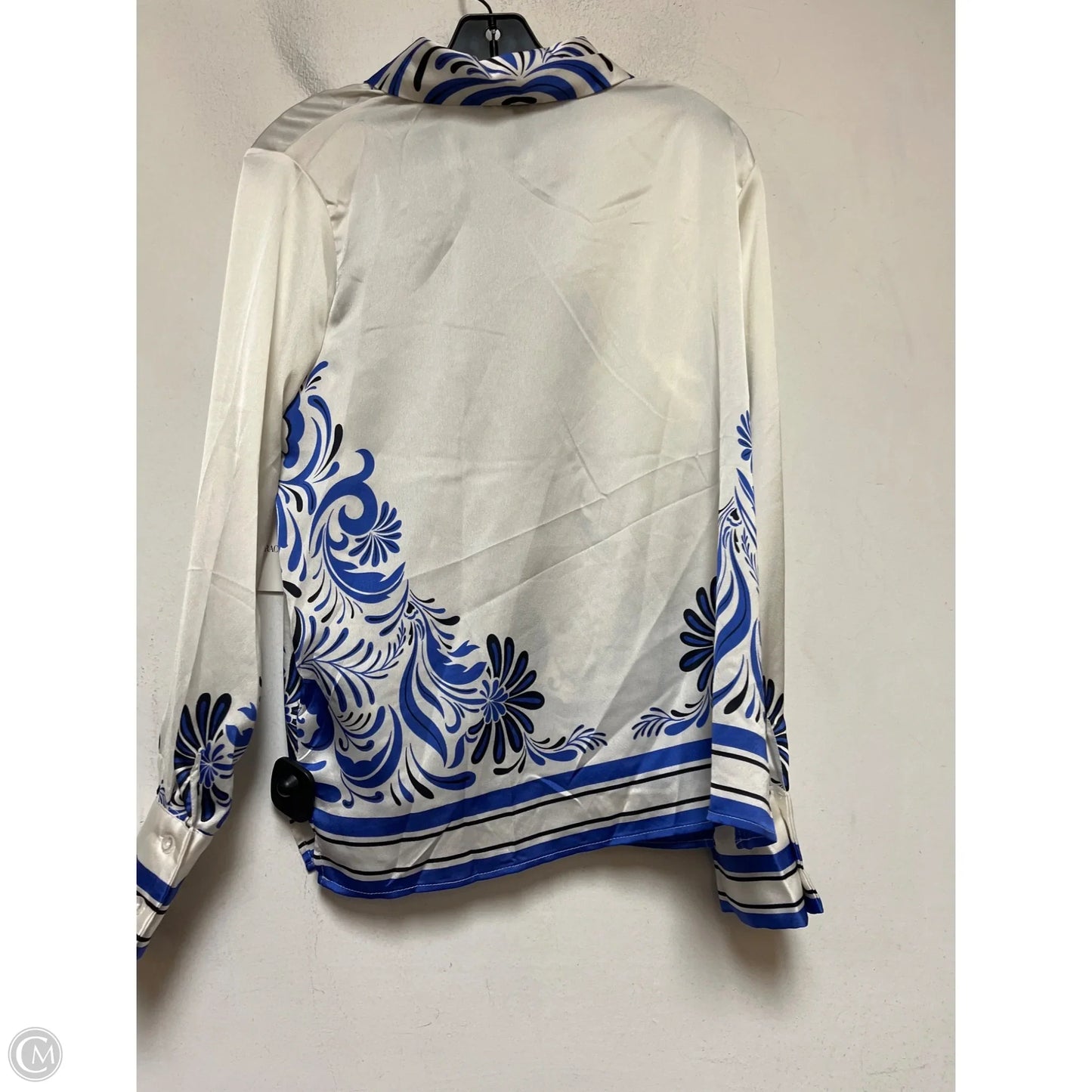 Top Long Sleeve By Ellen Tracy In Blue & White, Size: Xs