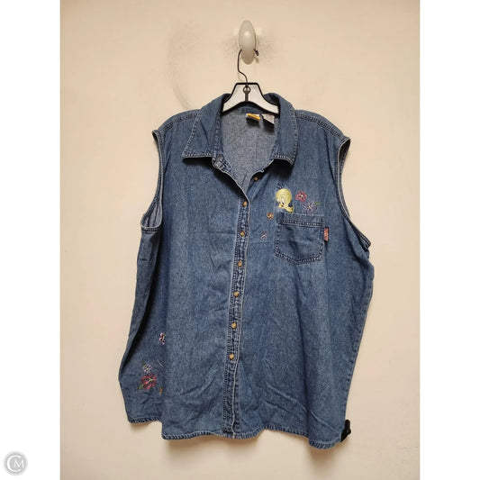 Top Short Sleeve By Clothes Mentor In Blue Denim, Size: 3x