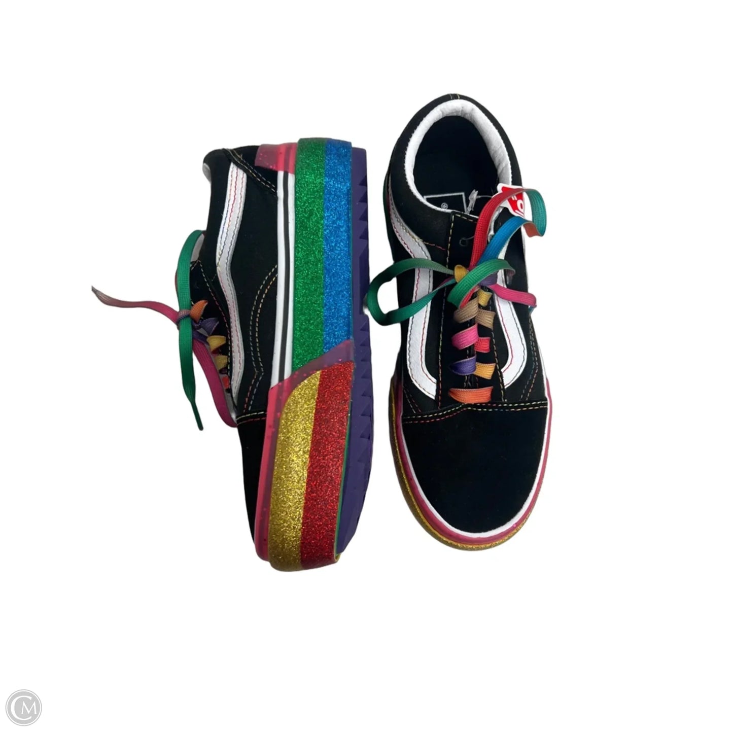 Shoes Sneakers Platform By Vans In Rainbow Print, Size: 5.5