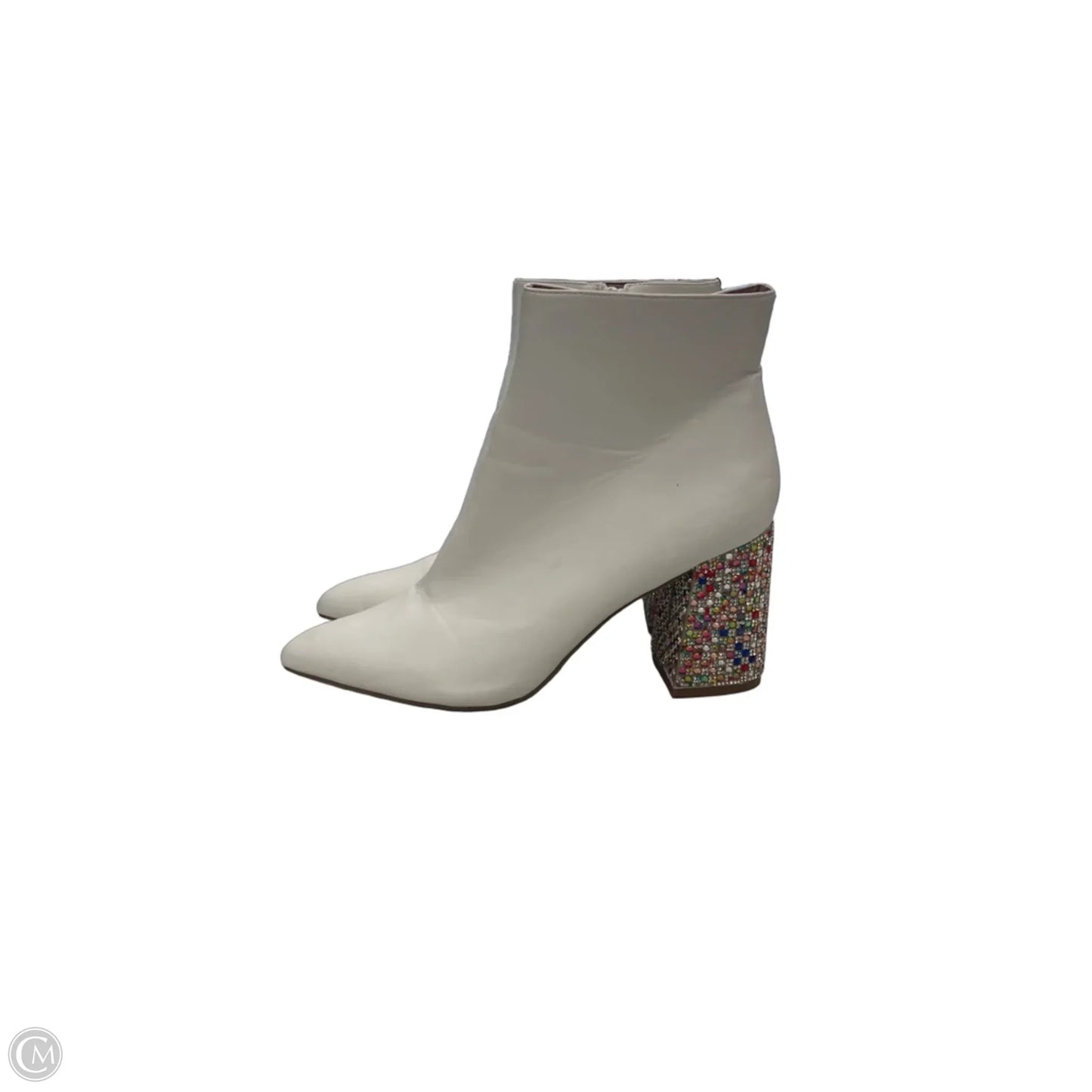 Boots Ankle Heels By Betsey Johnson In White, Size: 10