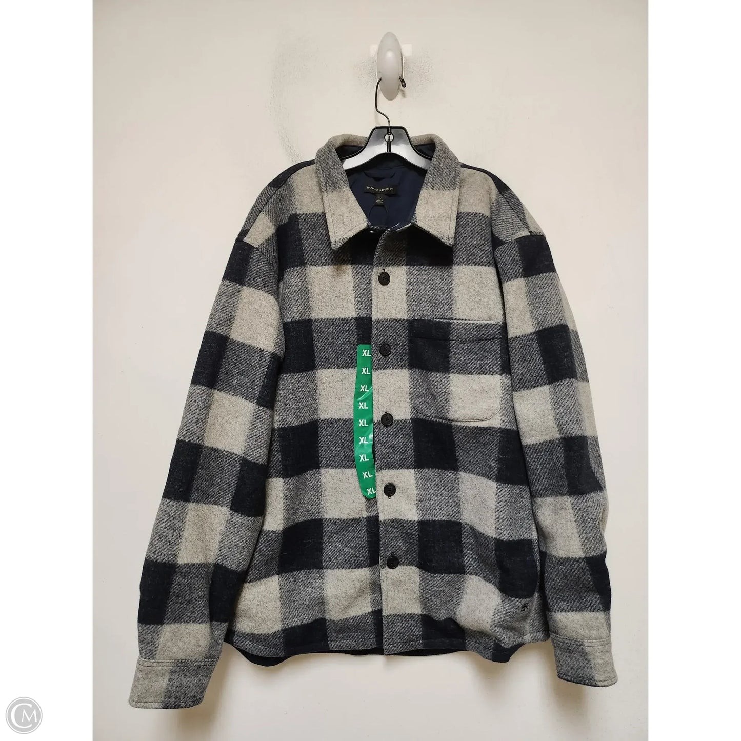 Jacket Shirt By Banana Republic In Plaid Pattern, Size: Xl