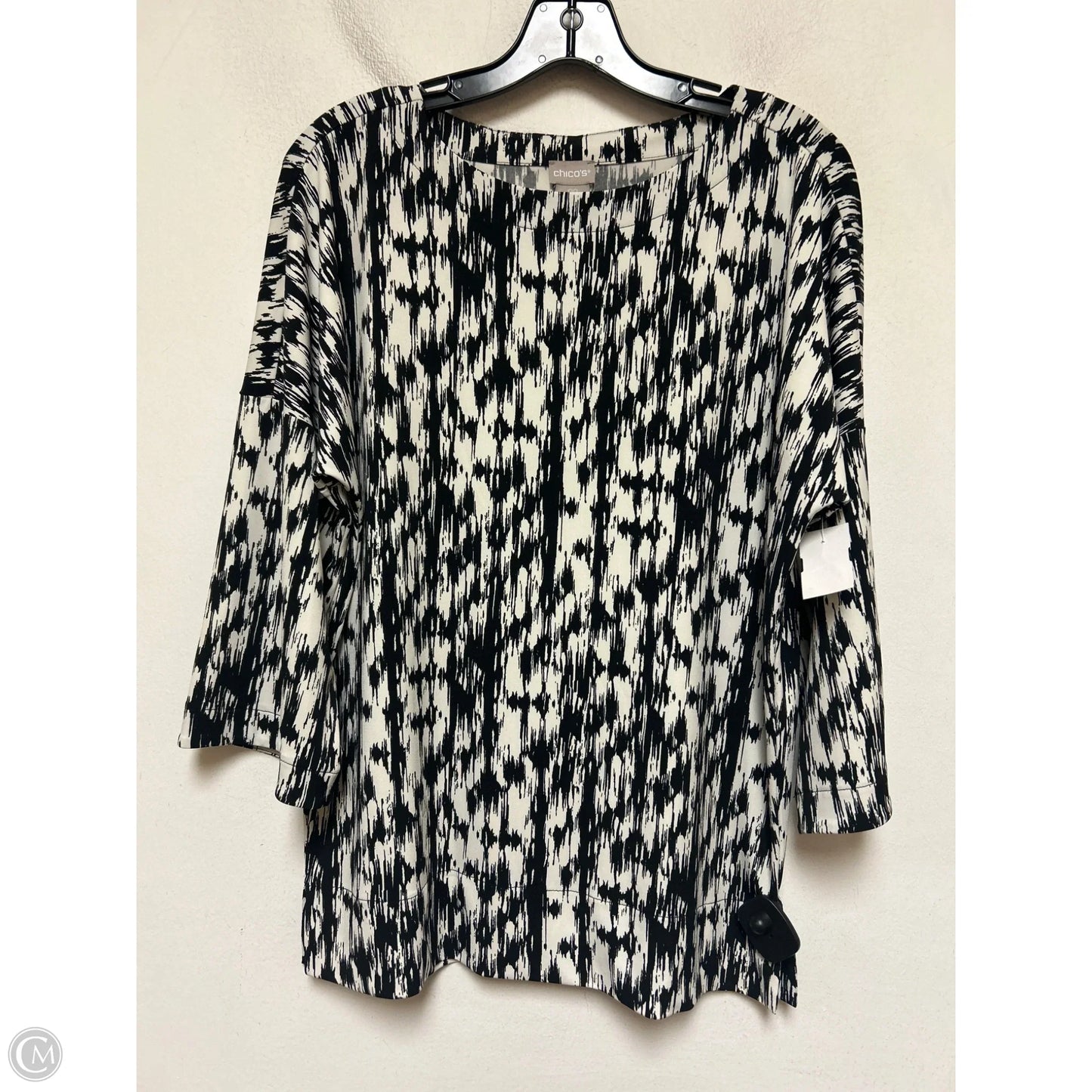 Top Long Sleeve By Chicos In Black & White, Size: Xs