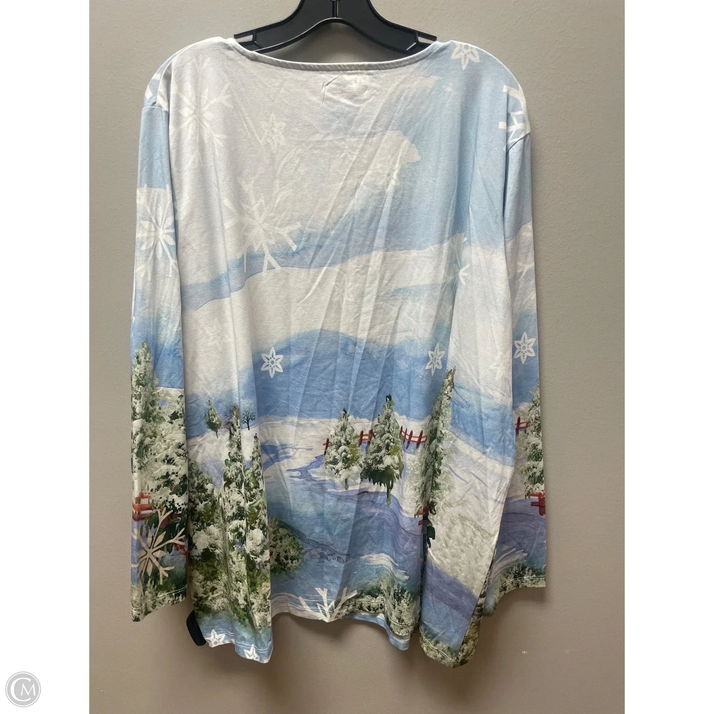 Top Long Sleeve Basic By Coldwater Creek In Blue & White, Size: 3x