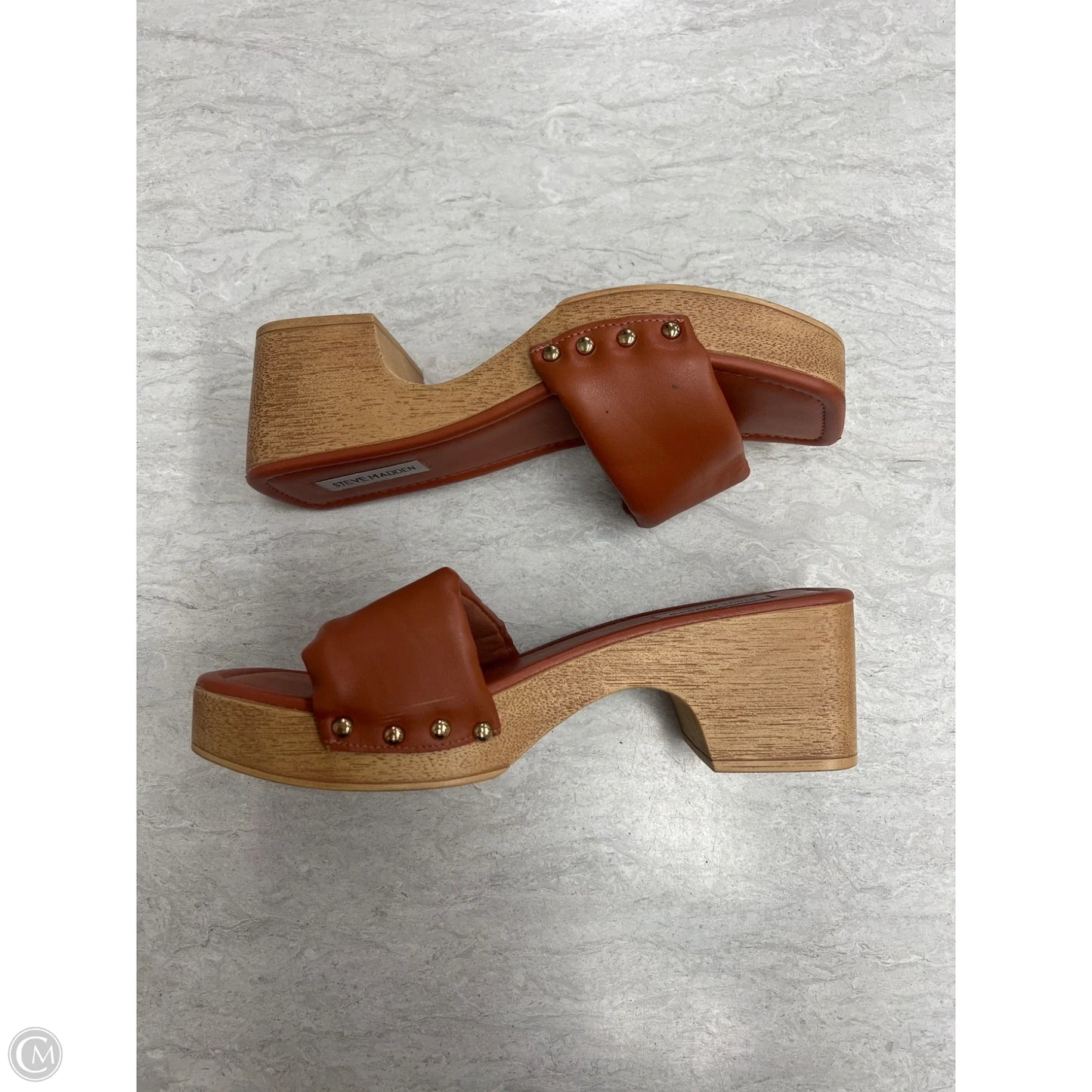 Sandals Heels Block By Steve Madden In Brown, Size: 10