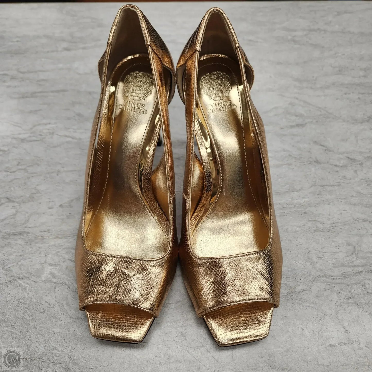 Sandals Heels Stiletto By Vince Camuto In Gold, Size: 7.5