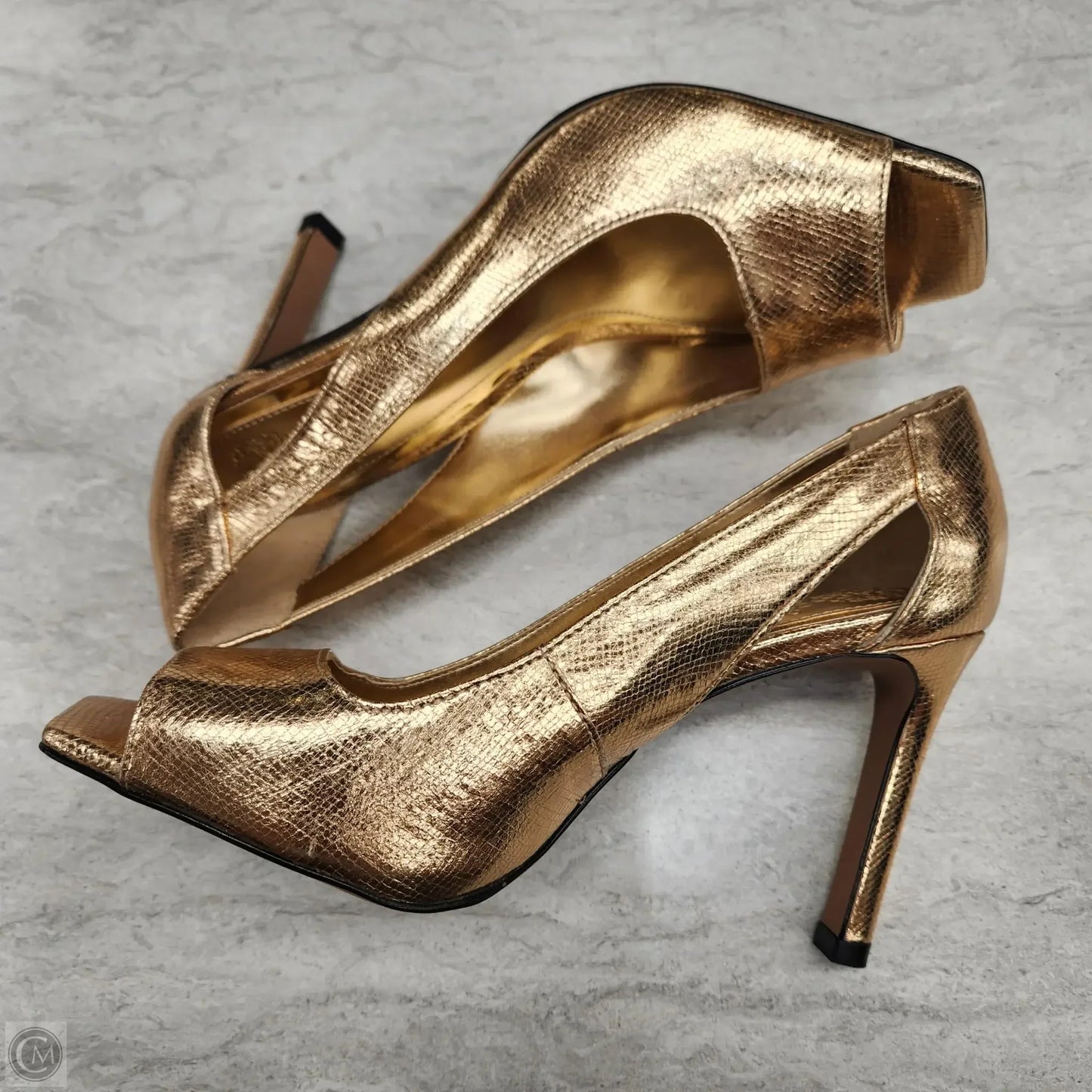 Sandals Heels Stiletto By Vince Camuto In Gold, Size: 7.5