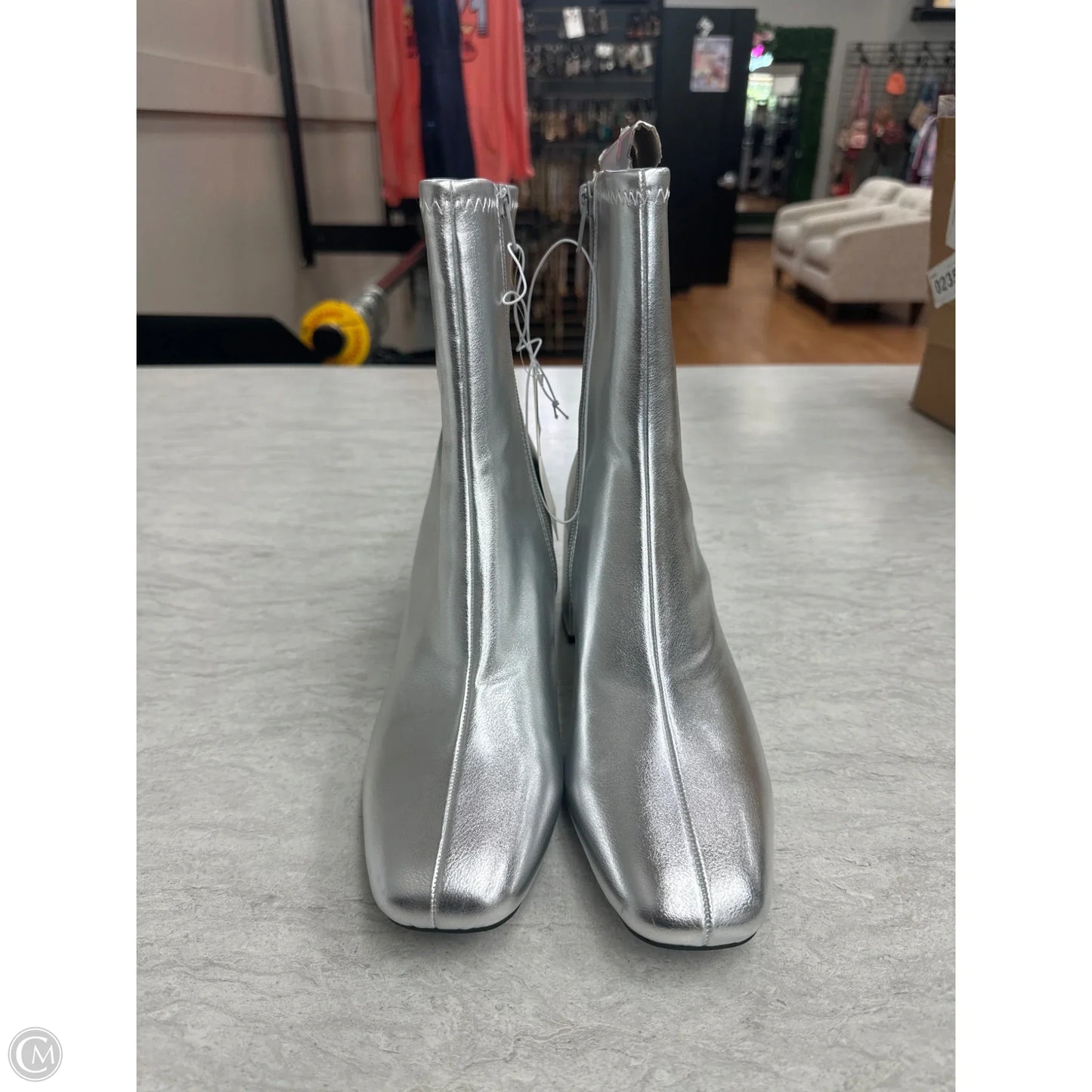 Boots Ankle Heels By A New Day In Silver, Size: 9