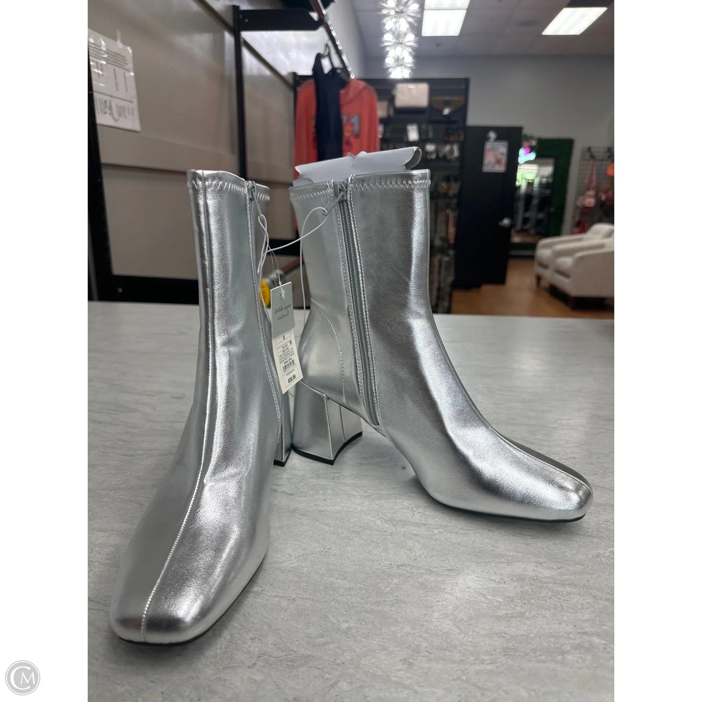 Boots Ankle Heels By A New Day In Silver, Size: 9