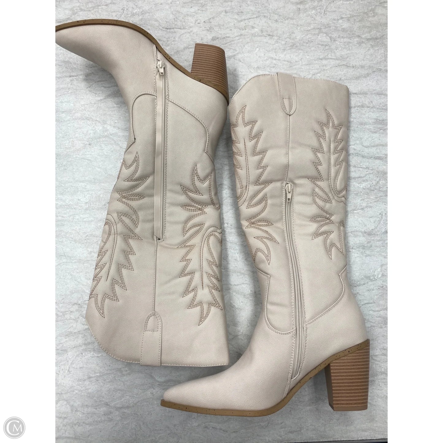 Boots Western By Just Fab In Cream, Size: 8.5