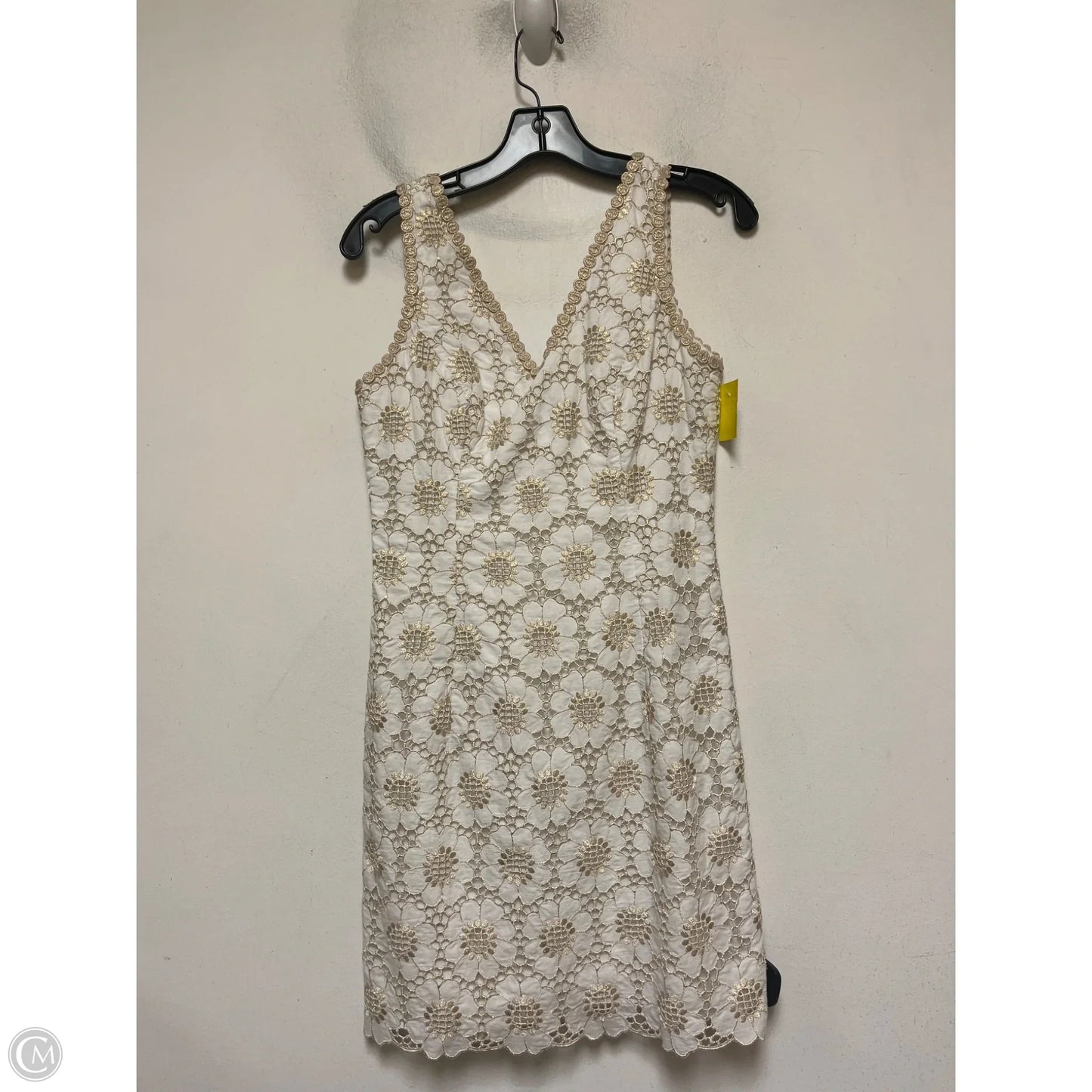 Dress Designer By Lilly Pulitzer In Gold & White, Size: Xs