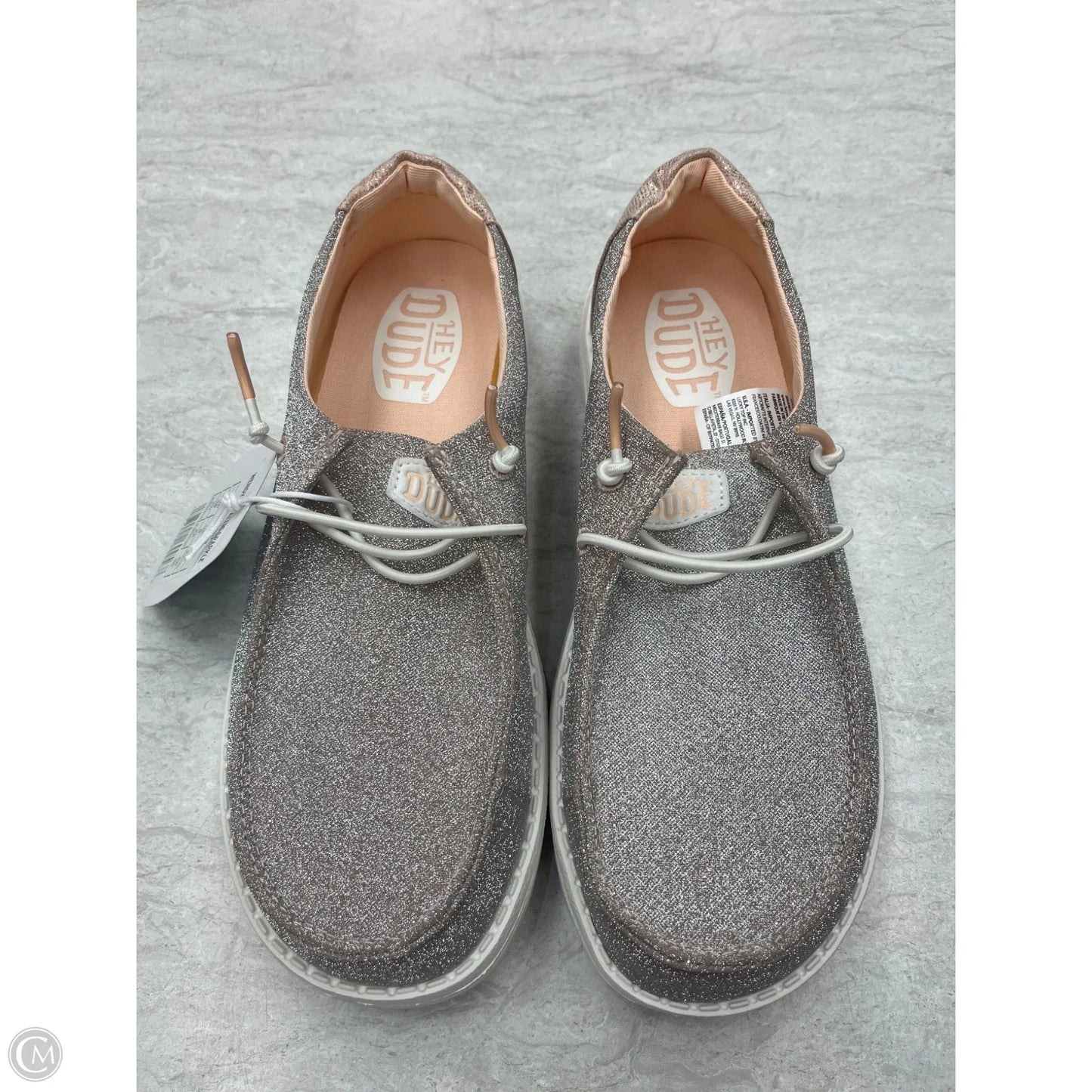 Shoes Flats By Hey Dude In Silver, Size: 7