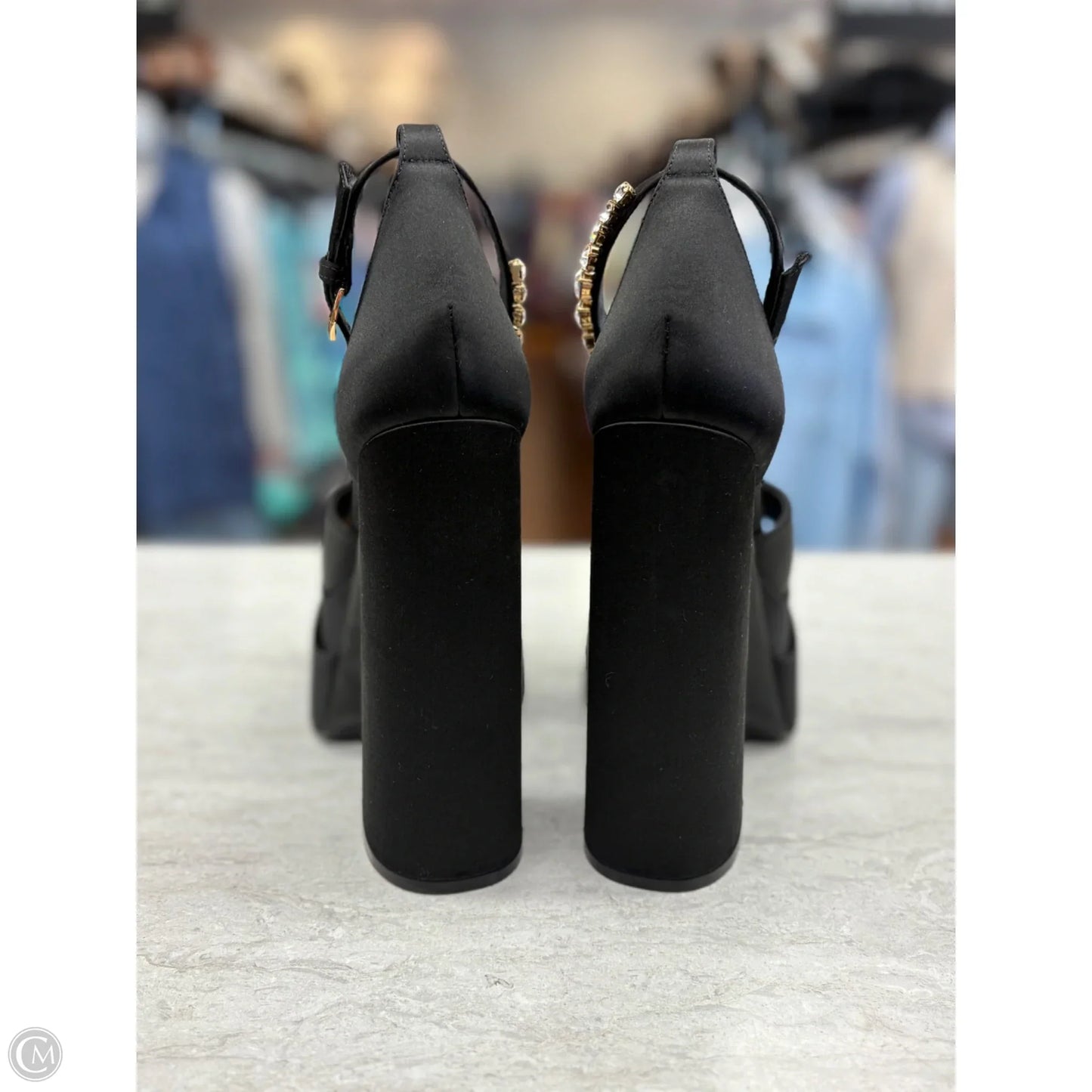 Sandals Luxury Designer By Versace In Black, Size: 8.5