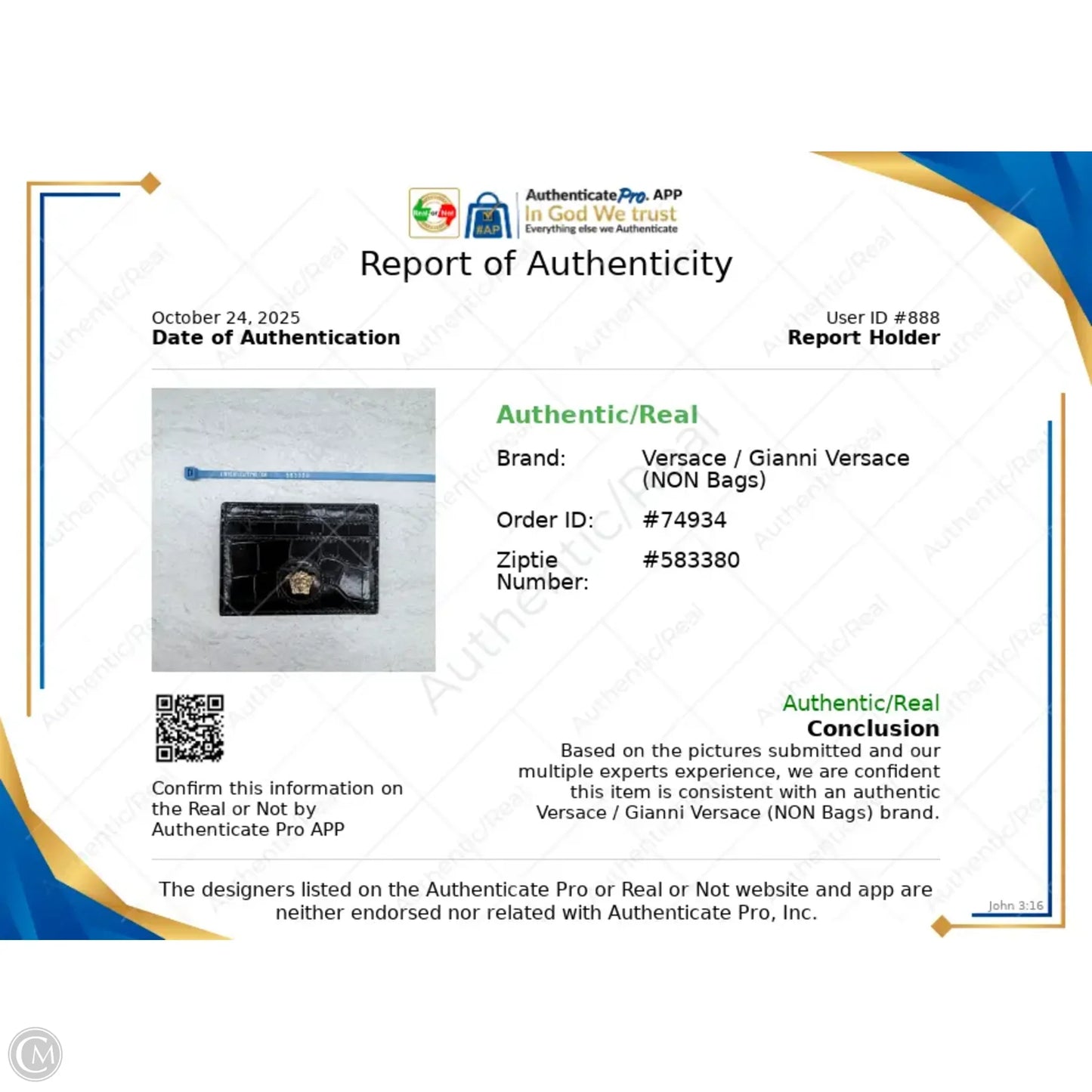 Wallet Luxury Designer By Versace, Size: Small