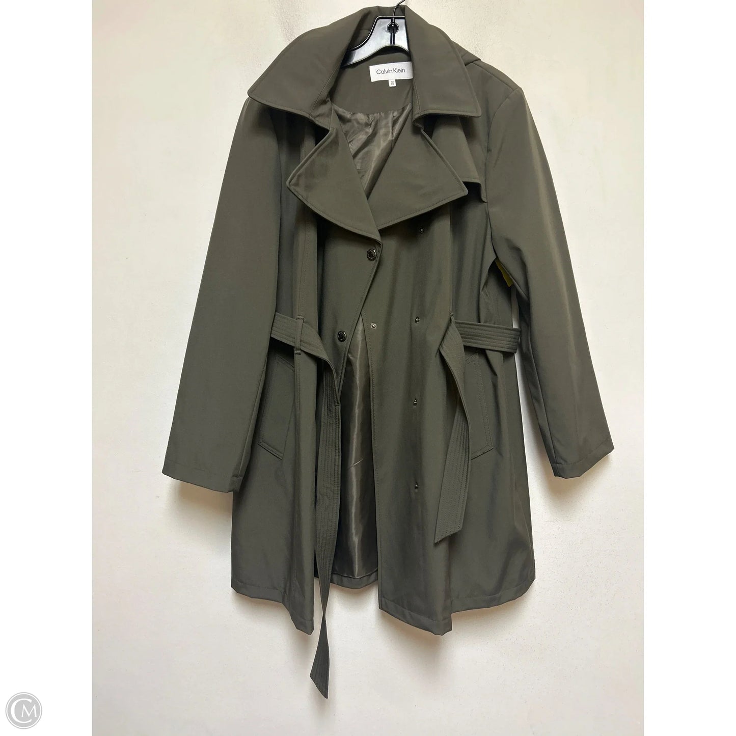 Coat Raincoat By Calvin Klein In Green, Size: Xl