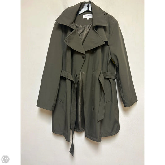 Coat Raincoat By Calvin Klein In Green, Size: Xl