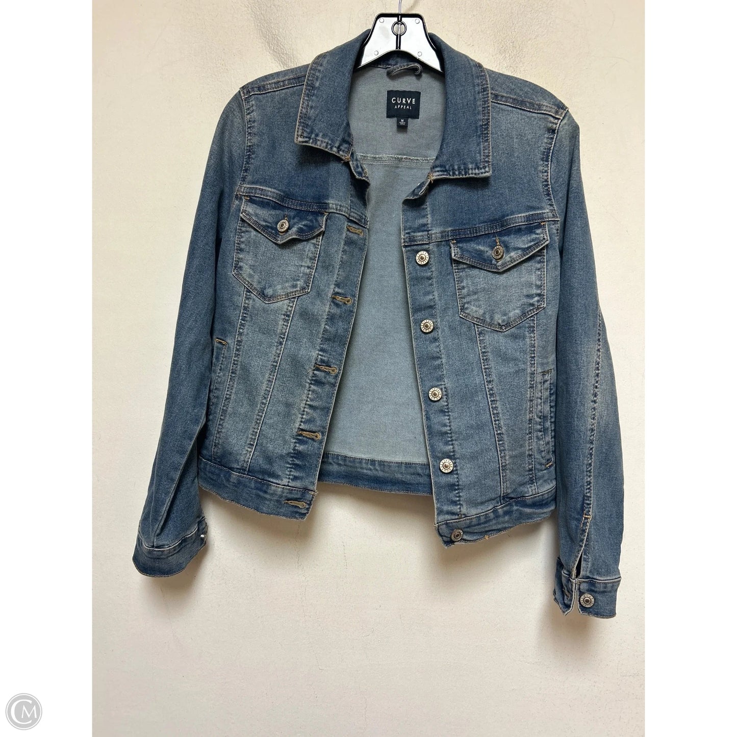 Jacket Denim By Curve Appeal In Blue Denim, Size: M