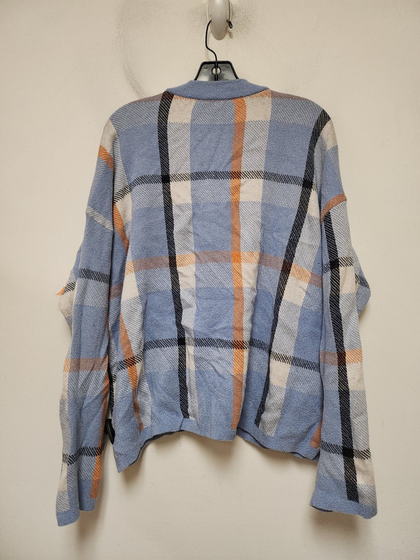 Sweater Cardigan By Ann Taylor In Plaid Pattern, Size: Xl