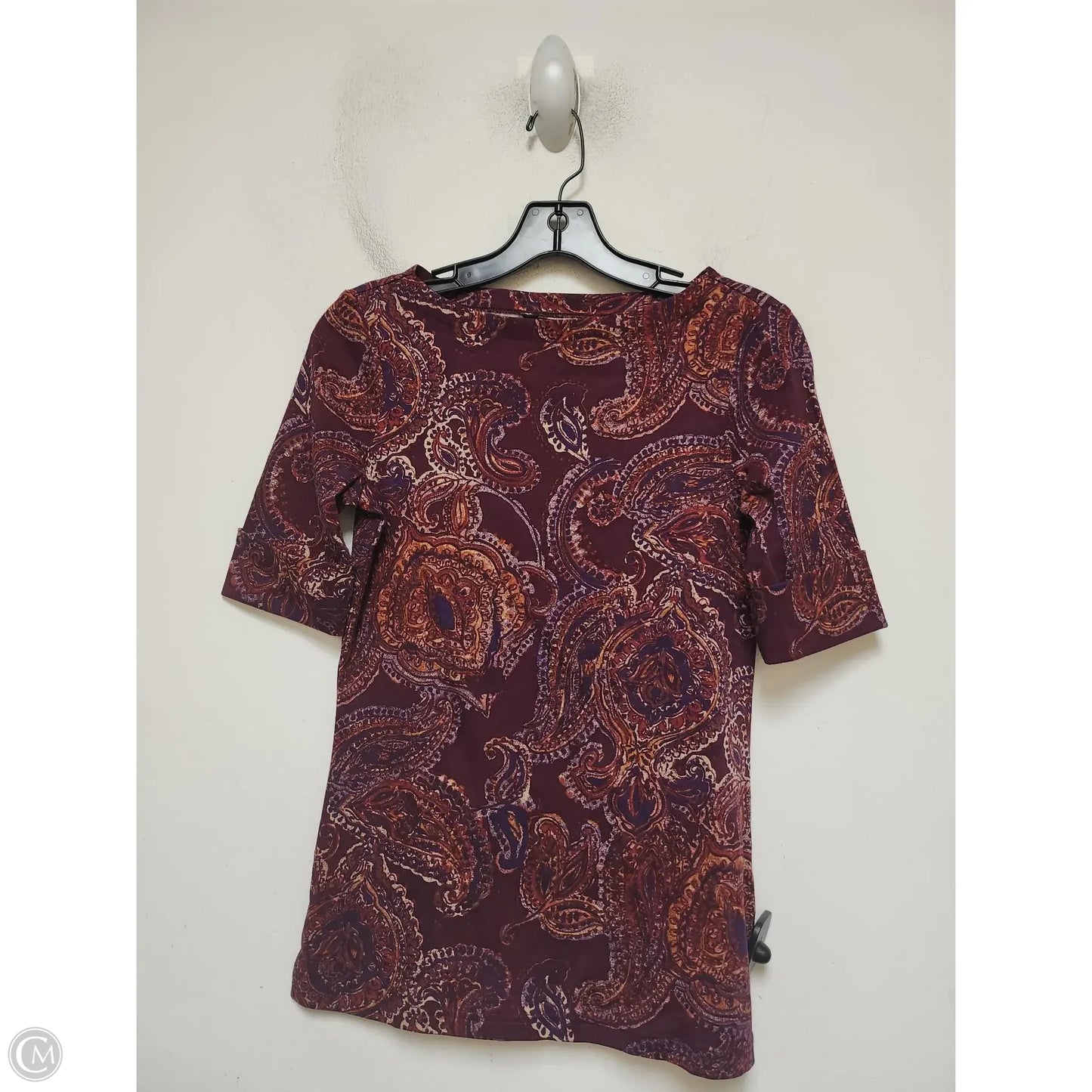Top Short Sleeve Basic By Lauren By Ralph Lauren In Paisley Print, Size: S