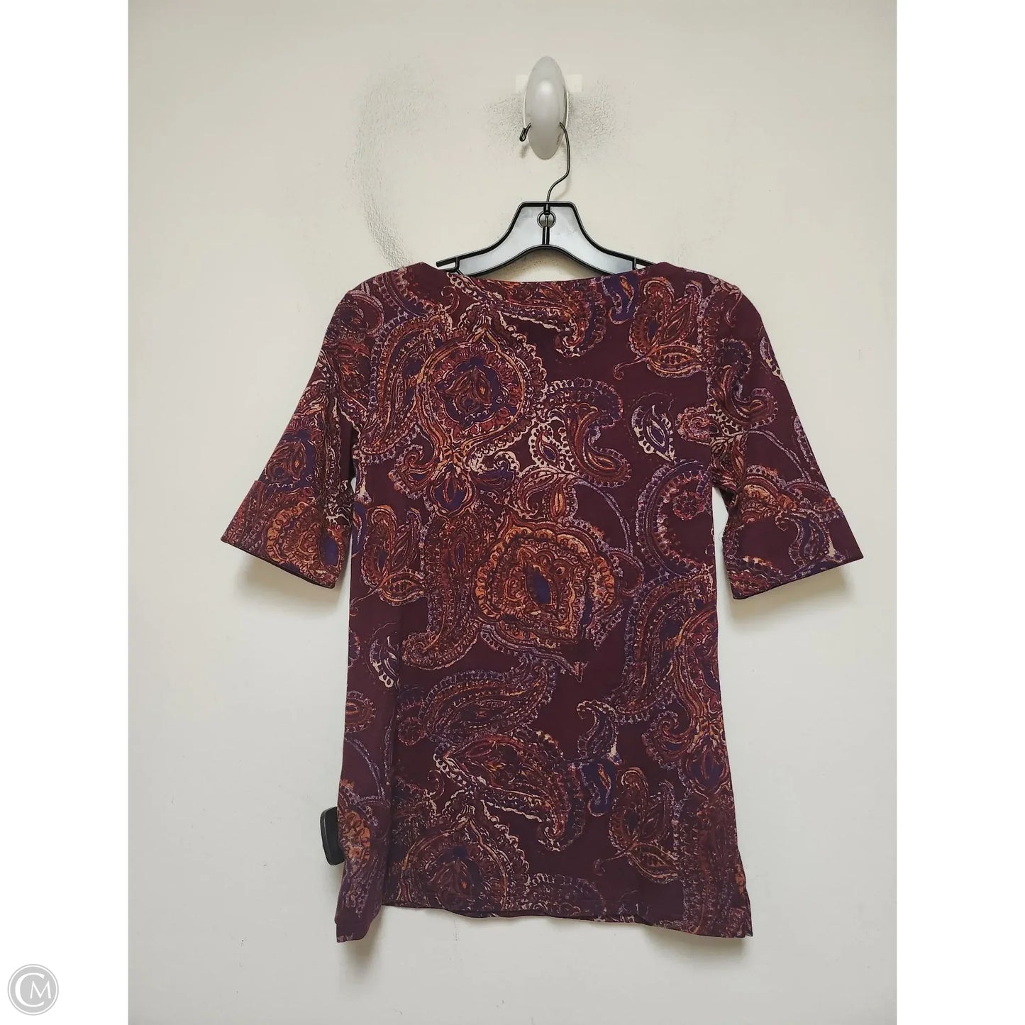 Top Short Sleeve Basic By Lauren By Ralph Lauren In Paisley Print, Size: S