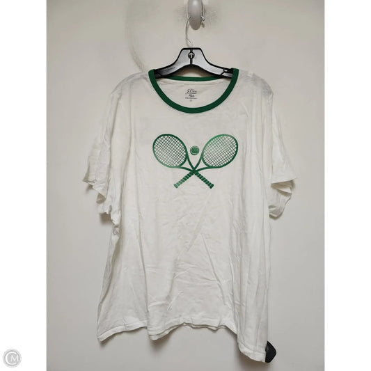 Top Short Sleeve Basic By J. Crew In Green & White, Size: 3x