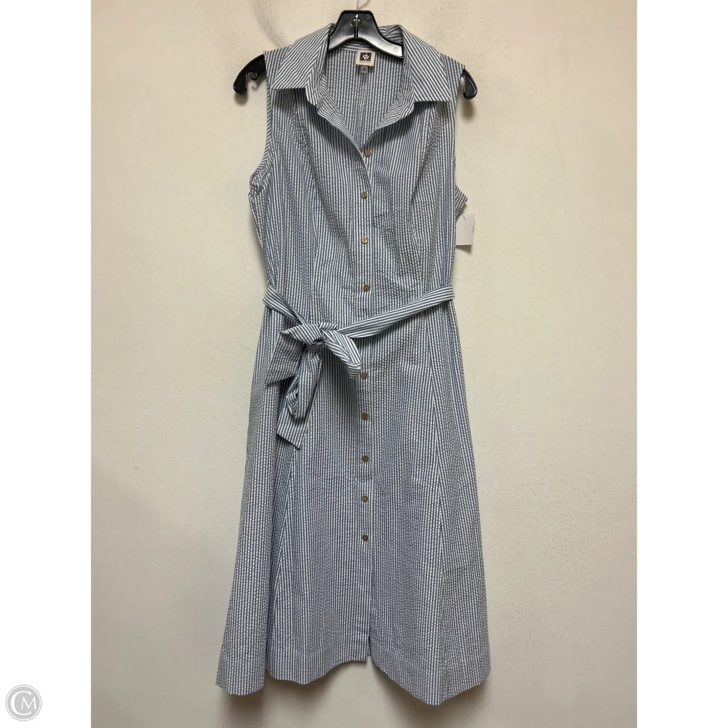 Dress Casual Midi By Anne Klein In Striped Pattern, Size: L