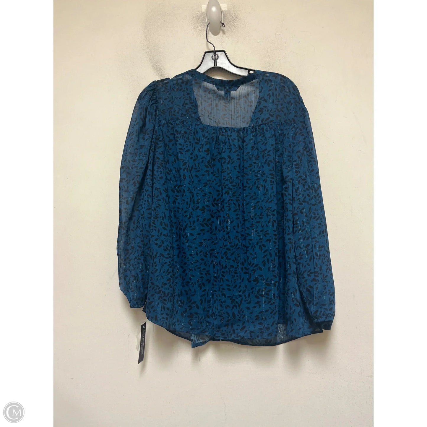 Top Long Sleeve By Zac And Rachel In Black & Blue, Size: 2x