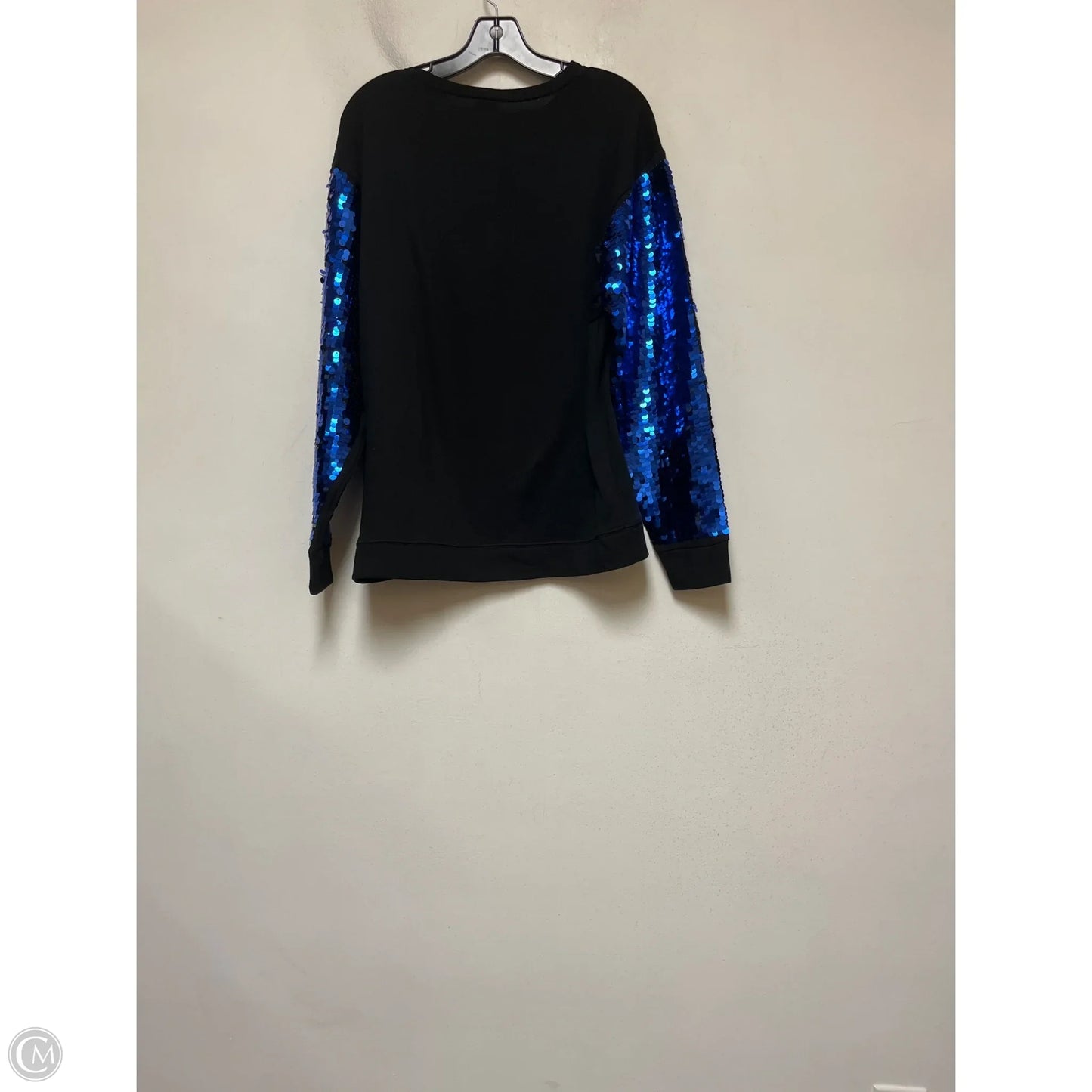 Athletic Top Long Sleeve Crewneck By Pink In Black & Blue, Size: S