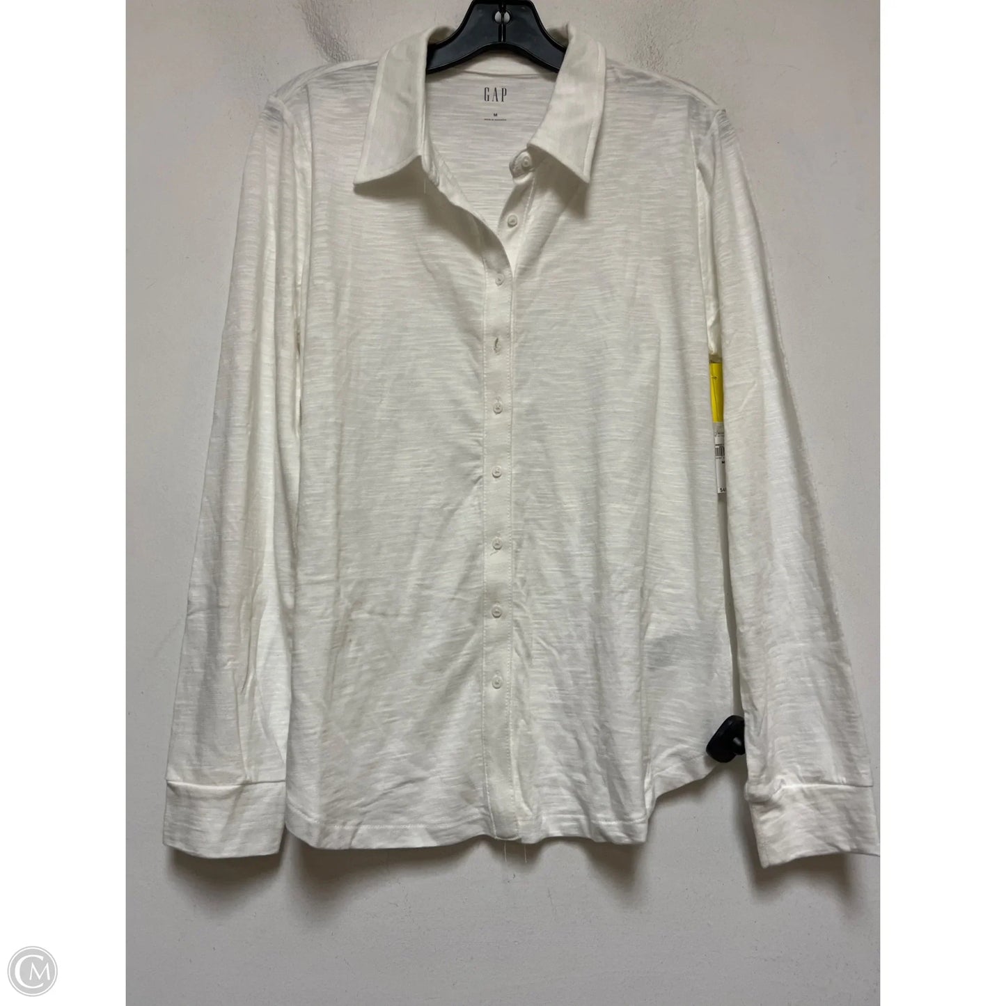 Top Long Sleeve By Gap In Cream, Size: M