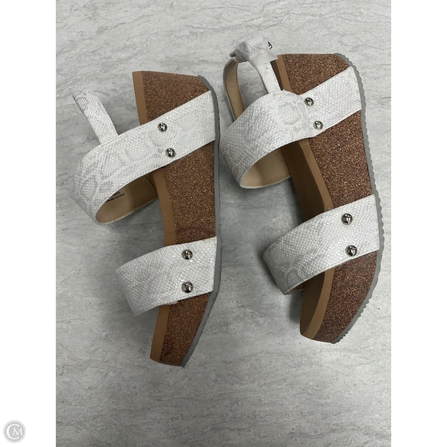 Sandals Heels Wedge By Volatile In Silver & White, Size: 8