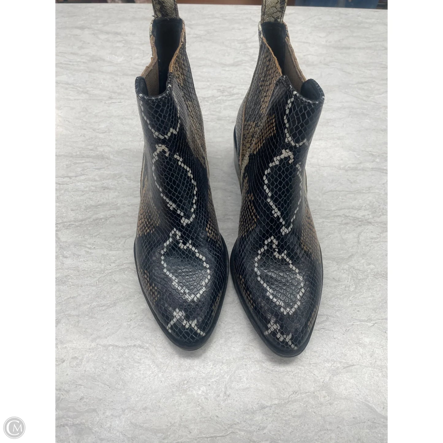 Boots Ankle Flats By Crown Vintage In Snakeskin Print, Size: 8