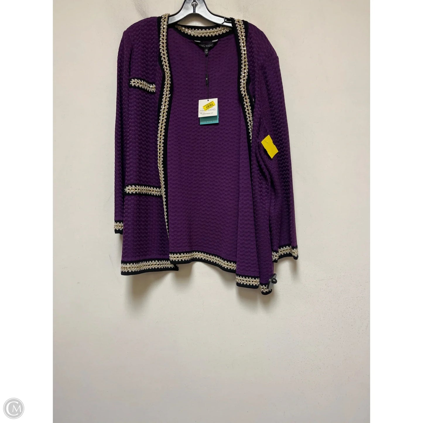 Cardigan By Ming Wang In Purple, Size: 2x