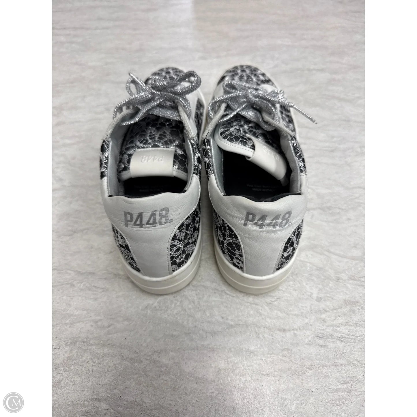 Shoes Sneakers By P448 In Grey & Silver, Size: 8.5