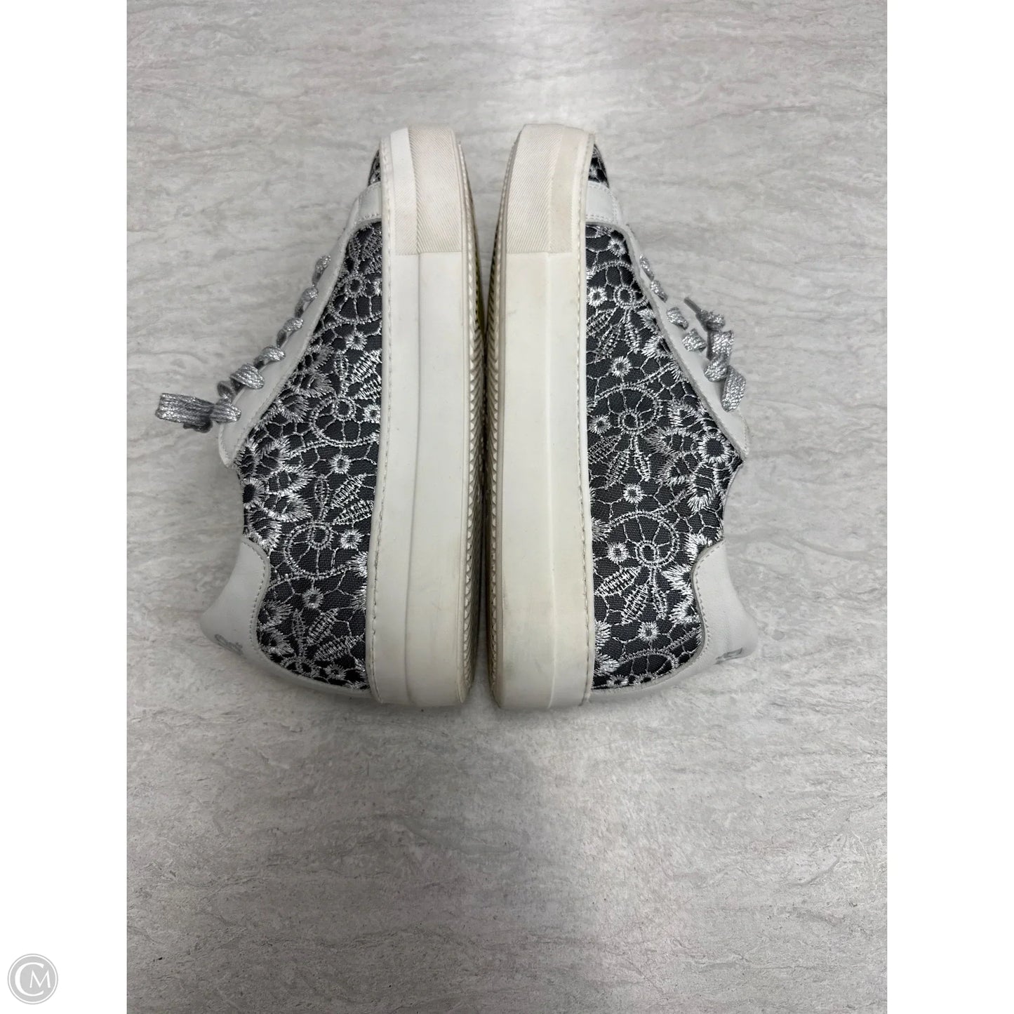 Shoes Sneakers By P448 In Grey & Silver, Size: 8.5