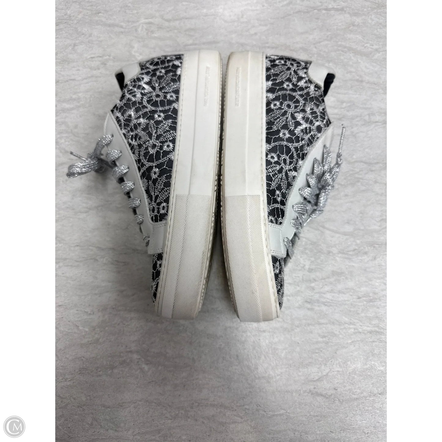 Shoes Sneakers By P448 In Grey & Silver, Size: 8.5