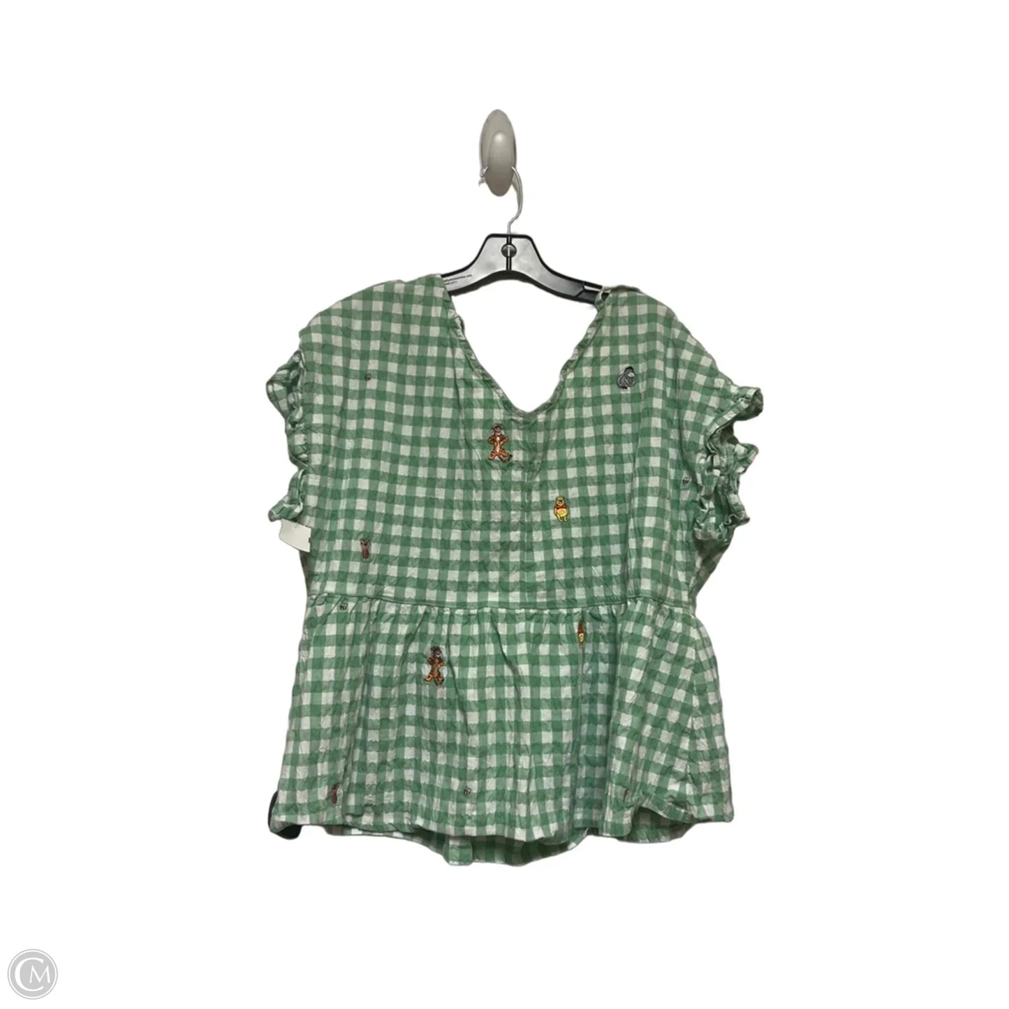 Top Short Sleeve By Disney Store In Green & White, Size: 1x
