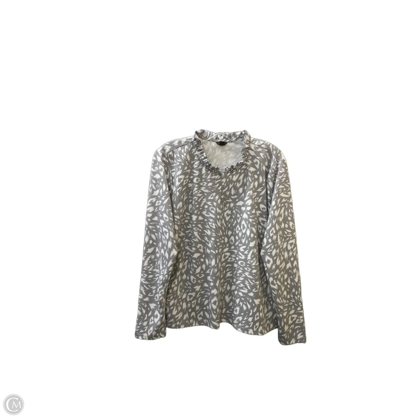 Top Long Sleeve By Ann Taylor In Grey & White, Size: Xl