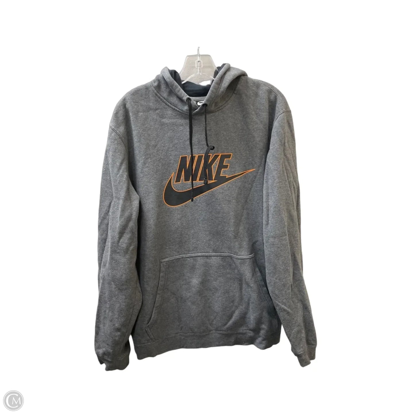 Athletic Sweatshirt Hoodie By Nike In Grey & Orange, Size: Xl