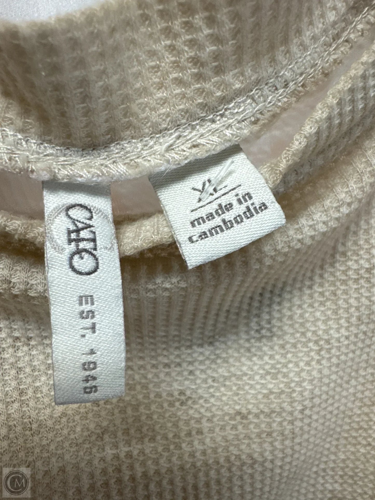 Top 3/4 Sleeve By Cato In Tan, Size: Xl