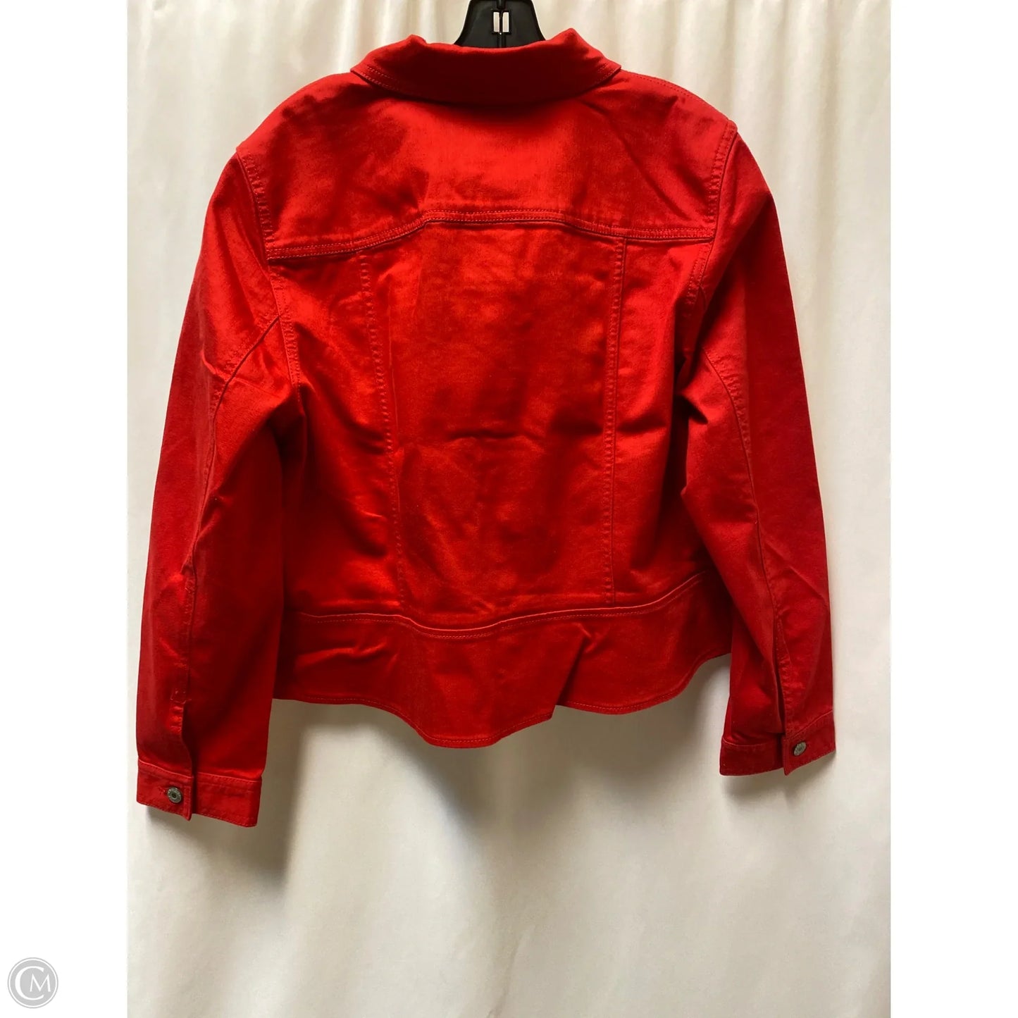 Jacket Denim By Talbots In Red Denim, Size: Xl