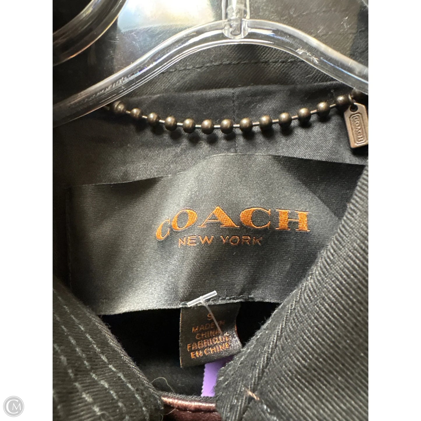 Jacket Designer By Coach In Black & Purple, Size: S