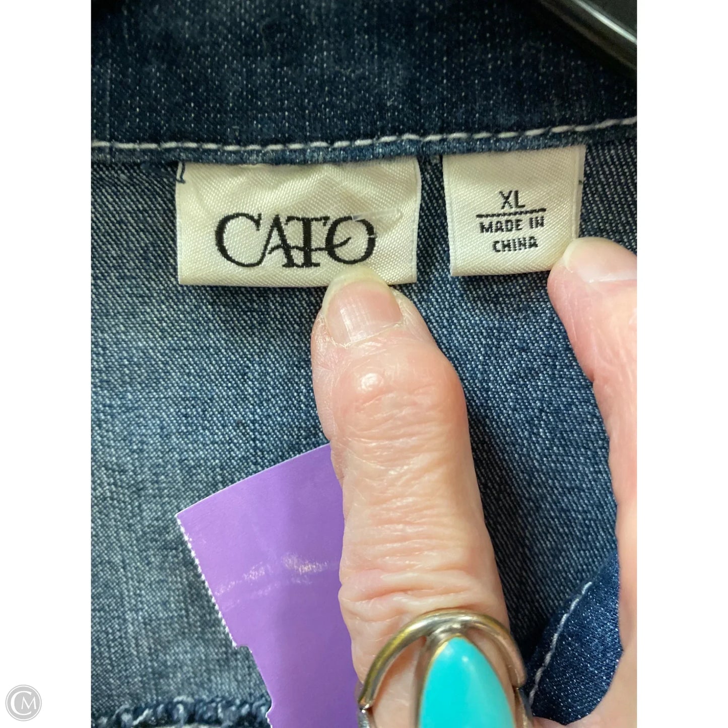 Jacket Denim By Cato In Blue Denim, Size: Xl