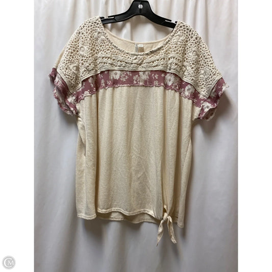 Top Short Sleeve By Cato In Tan, Size: 1x