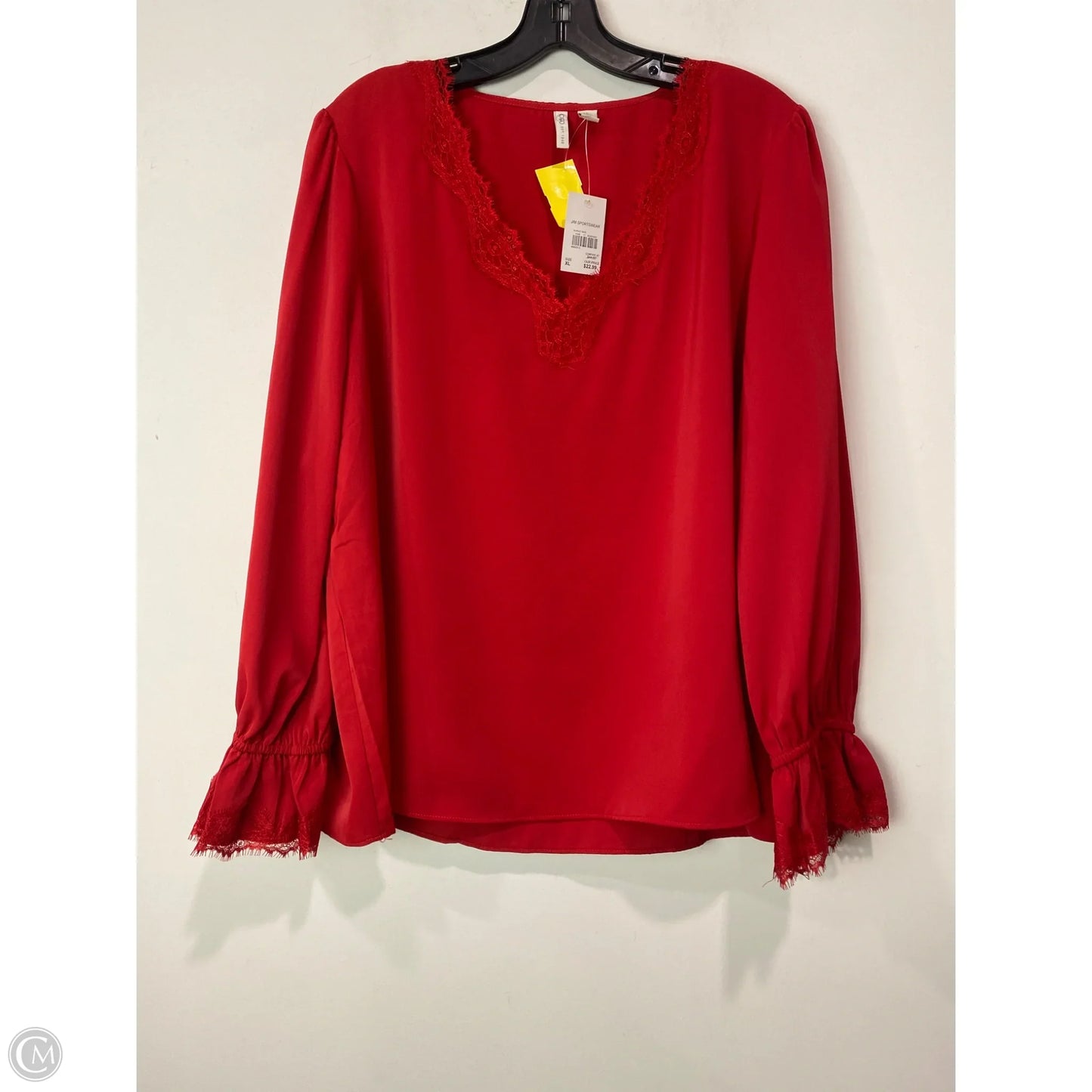 Top Long Sleeve By Cato In Red, Size: Xl