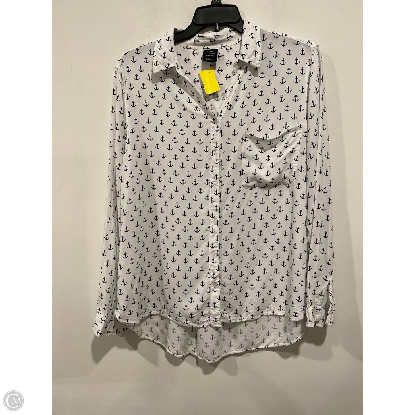 Top Long Sleeve By George In White, Size: 2x