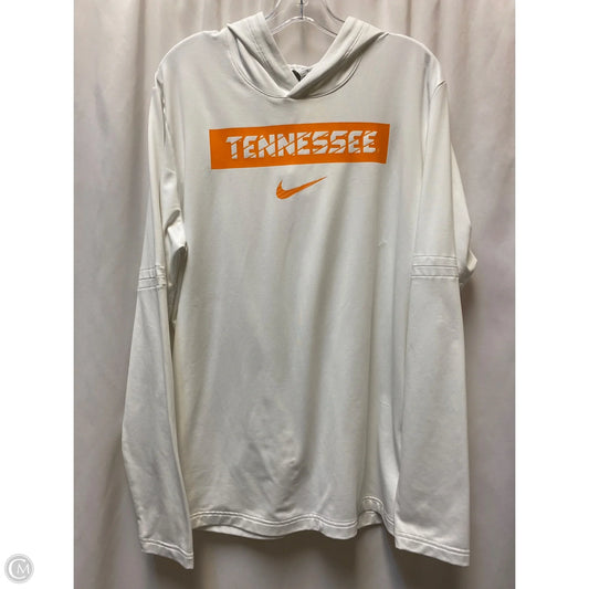 Athletic Top Long Sleeve Hoodie By Nike In White, Size: L